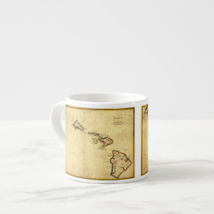 Xícara De Espresso Mapa 1837 - ilhas havaianas de Havaí do vintage