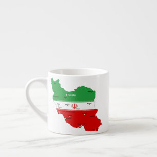 Xícara De Espresso Mapa do Irã com Bandeira e Emblema