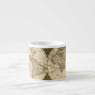 Xícara De Espresso Mapa do mundo 1660 da antiguidade por Frederick de