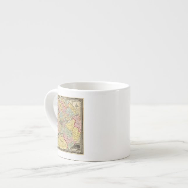 Xícara De Espresso Mapa em torno da cidade de Philadelphfia (Frente Esquerda)