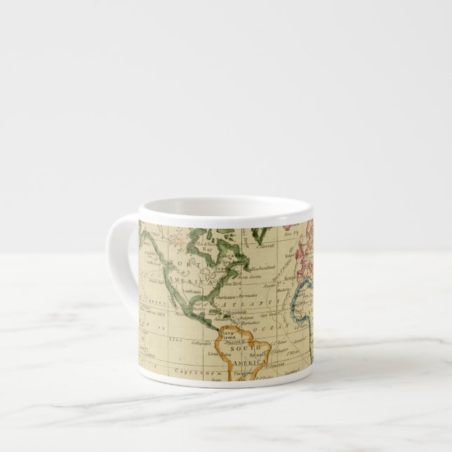 Xícara De Espresso Mapa gravado mundo (Frente Esquerda)