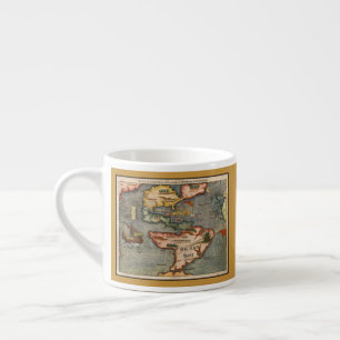 Xícara De Espresso Mapa Vintage da América por Sebastian Munster