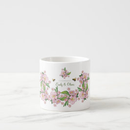 Xícara De Espresso Maravilhosas flores e е de macieiras