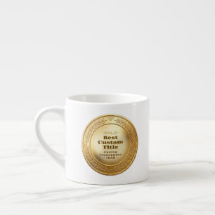 Xícara De Espresso Medal Personalizado 3D Realista Folha Dourada Edit