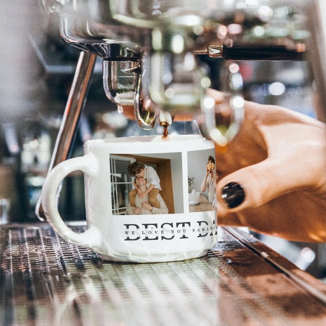 Xícara De Espresso Melhor Pai De Foto E Cinza De Colagem Moderna (Criador carregado)