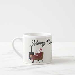 Xícara De Espresso Merry Christmas Cozy Santa Fireplace Espresso Mug 
