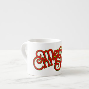 Xícara De Espresso MERRY CHRISTMAS - design de texto Vintage Xmas