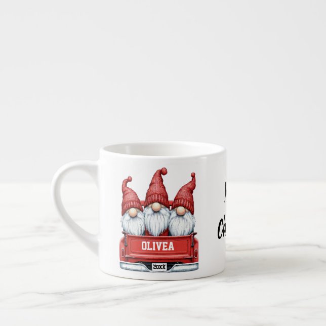 Xícara De Espresso Merry Christmas Gnomes in Truck (Esquerda)