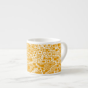 Xícara De Espresso Mini design amarelo e branco dourado do azulejo