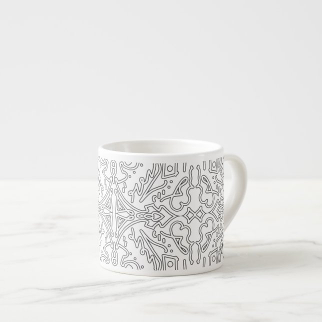 Xícara De Espresso Minimalist Grey Floral Pattern (Frente Esquerda)
