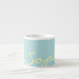 Xícara De Espresso Mint Green & Blue Name Mug - Solid Thin Strips