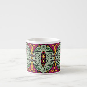 Xícara De Espresso Modelo Étnico Geométrico Tribal Floral