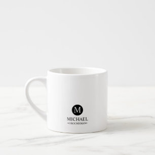 Xícara De Espresso Monograma Clássico Personalizado para Padrinhos co