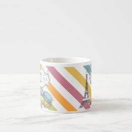 Xícara De Espresso Monograma Colorido de Torre Eiffel em Paris Macaro
