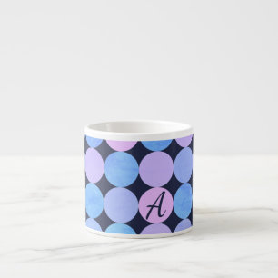 Xícara De Espresso Monograma de Círculos Azul Roxo e Rosa