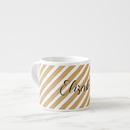 Xícara De Espresso Monograma de faixas geométricas de aquarela