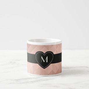 Xícara De Espresso Monograma de rosa de ouro preto