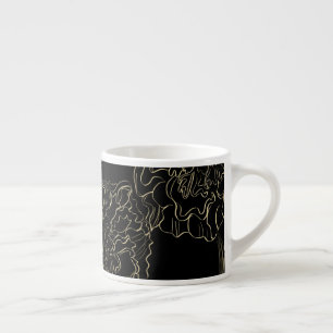 Xícara De Espresso Monograma Desenhado à Mão Floral de Cravo Minimali