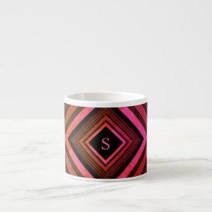 Xícara De Espresso Monograma Geométrico Rosa Rústico Moderno Quadrado