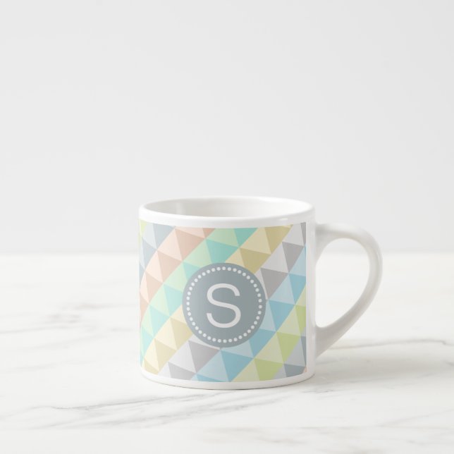 Xícara De Espresso Monograma Padrão Geométrico Moderno Espresso Mug (Direita)