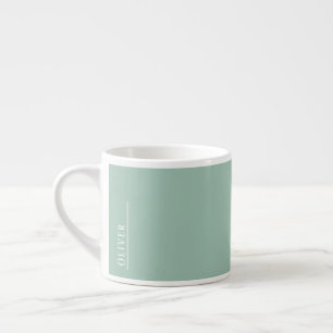Xícara De Espresso Monograma personalizado, verde senador moderno