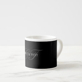 Xícara De Espresso Monograma Personalizável Elegante | Preto Cinza Br
