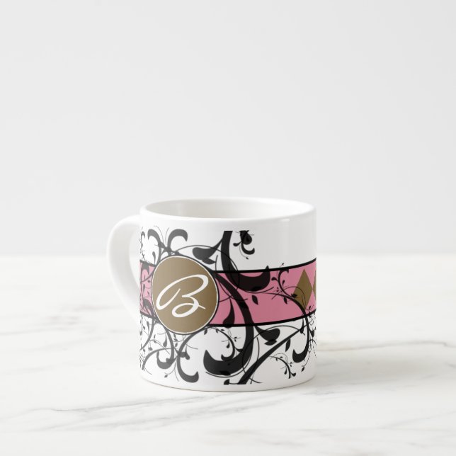 Xícara De Espresso Monograma Vitoriano de Farinhas (Frente Esquerda)