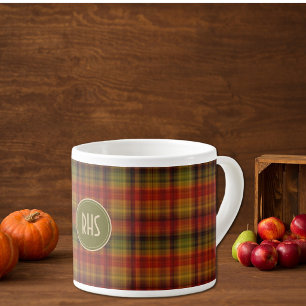 Xícara De Espresso Monograma, Xadrez de outono - Taça Espresso 6oz