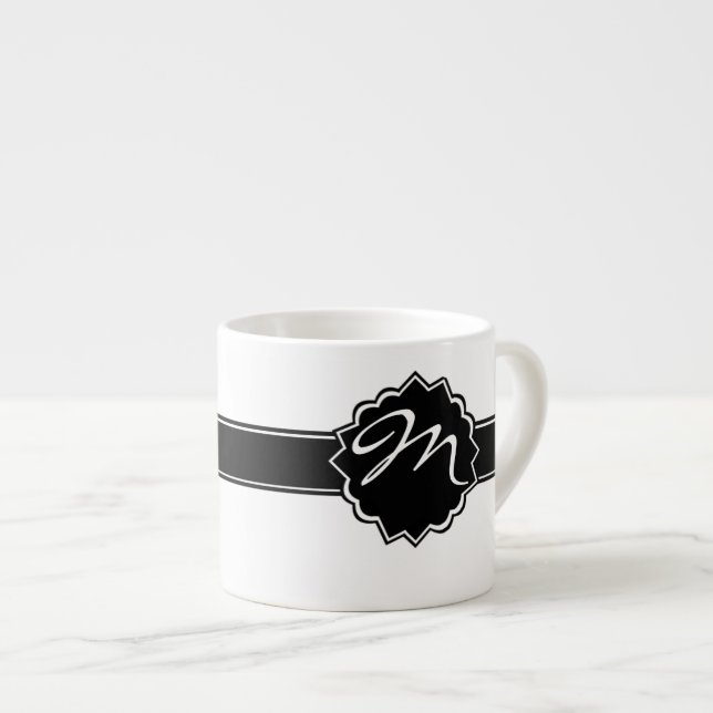 Xícara De Espresso Monogrammed preto (Frente Esquerda)