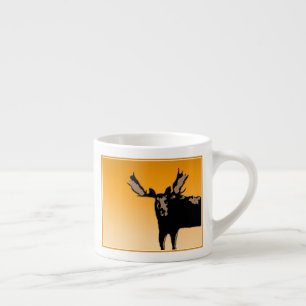 Xícara De Espresso Moose no Sunset - Arte original sobre a vida selva