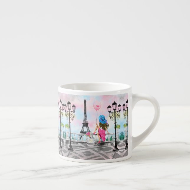 Xícara De Espresso Mulher Em Paris Torre Eiffel Espresso Mug (Direita)