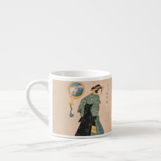 Xícara De Espresso Mulher Kimono japonesa: Ukiyo-e Woodblock Impressã (Esquerda)