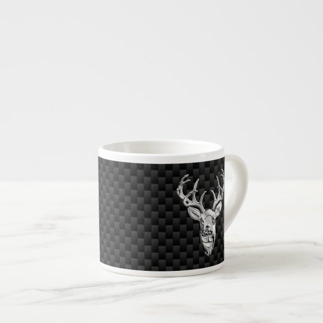 Xícara De Espresso Na moda Silver Deer on Carbon Impressão (Frente Esquerda)