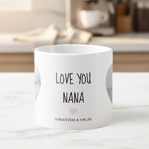 Xícara De Espresso Nana Personalizada com Fotos Amo Você Nana