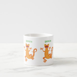 Xícara De Espresso Nata-dançarina de laranja feliz e giro