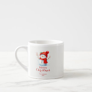 Xícara De Espresso Natal Personalizado Feliz Homem de Neve Ano Custom