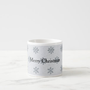 Xícara De Espresso Natal Silver Snowflakes