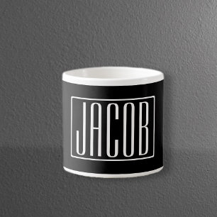 Xícara De Espresso Negrito & Moderno Seu Nome ou Palavra Branco no