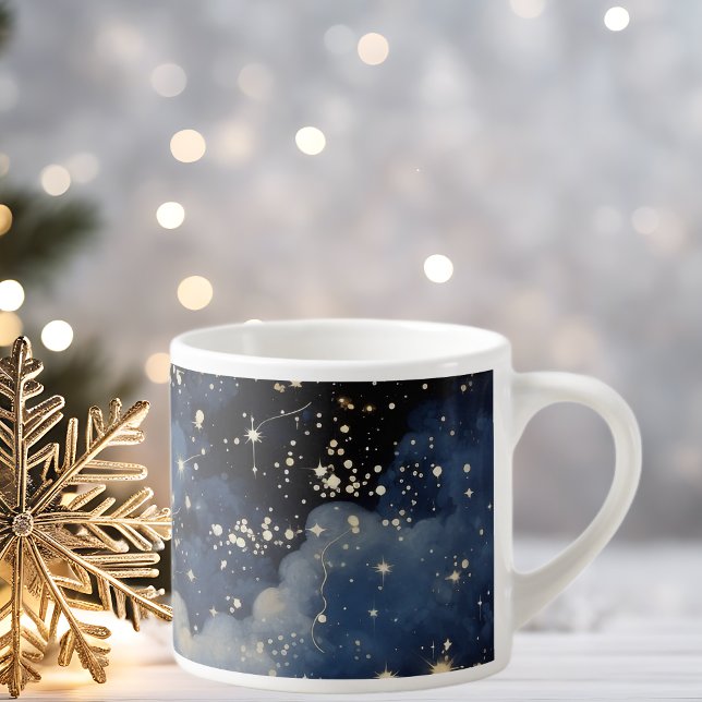 Xícara De Espresso Noite santa e estrelada de Natal (Criador carregado)