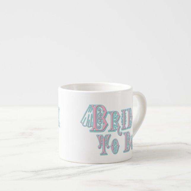 Xícara De Espresso Noiva Para Estar Com Véu, Rosa E Teal (Frente Esquerda)