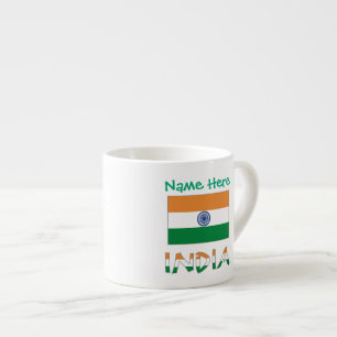 Xícara De Espresso Nome da Bandeira da Índia Personalizado