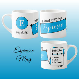 Xícara De Espresso Nome monograma relaxe fique azul feliz