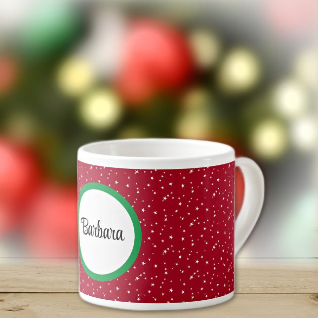 Xícara De Espresso Nome no Copo de Espresso 6oz Estrelas Vermelhas e  (Criador carregado)