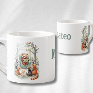 Xícara De Espresso Nome Personalizado do Bebê Animal Fofo