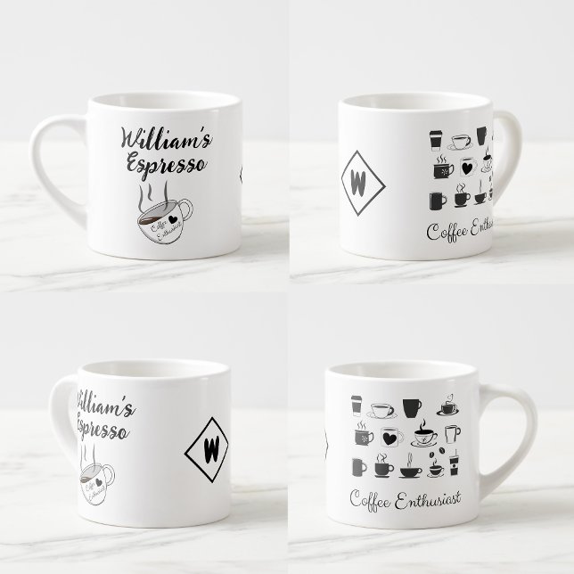 Xícara De Espresso Nome personalizado e inicial | Café com isolamento (Coffee enthusiast gifts)