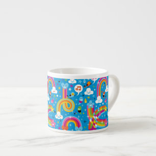 Xícara De Espresso nubla-se o teste padrão dos corações das gotas 