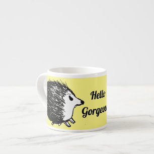 Xícara De Espresso Olá, linda. Design de ouriço desenhado pela mão