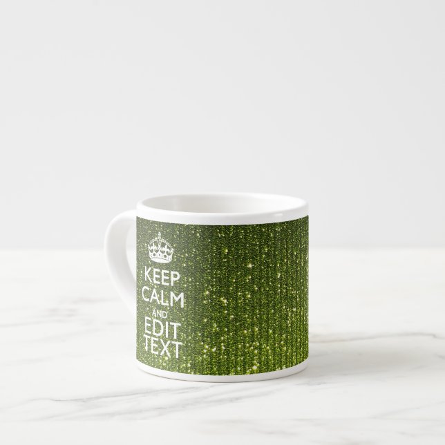 Xícara De Espresso Olive Green Keep Calm Have Your Text (Frente Esquerda)