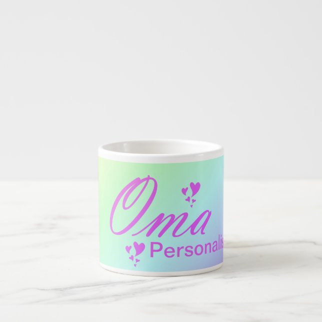 Xícara De Espresso oma, vovó, texto rosa, personalizar (Frente)