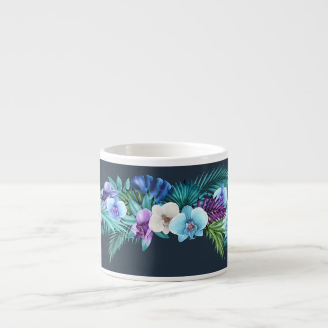 Xícara De Espresso Orquídeas da meia-noite havaianas Espresso Mug (Frente)